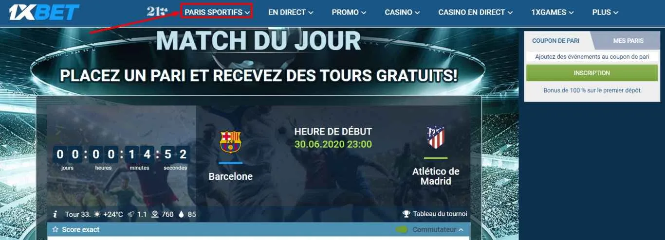 L'horaire de streaming 1xBet live