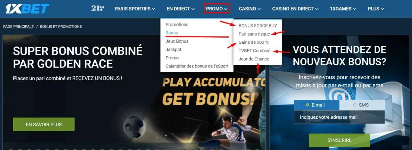 Magasin des code promo 1xBet Côte d'Ivoire